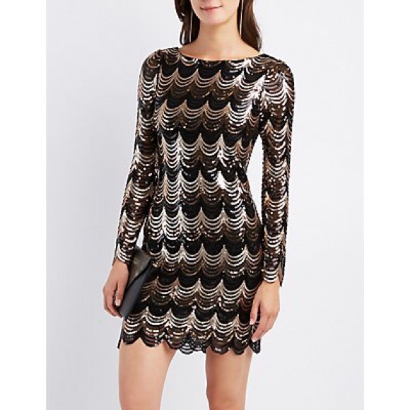 Black and silver scalloped sequin dress - Picture 2 of 4